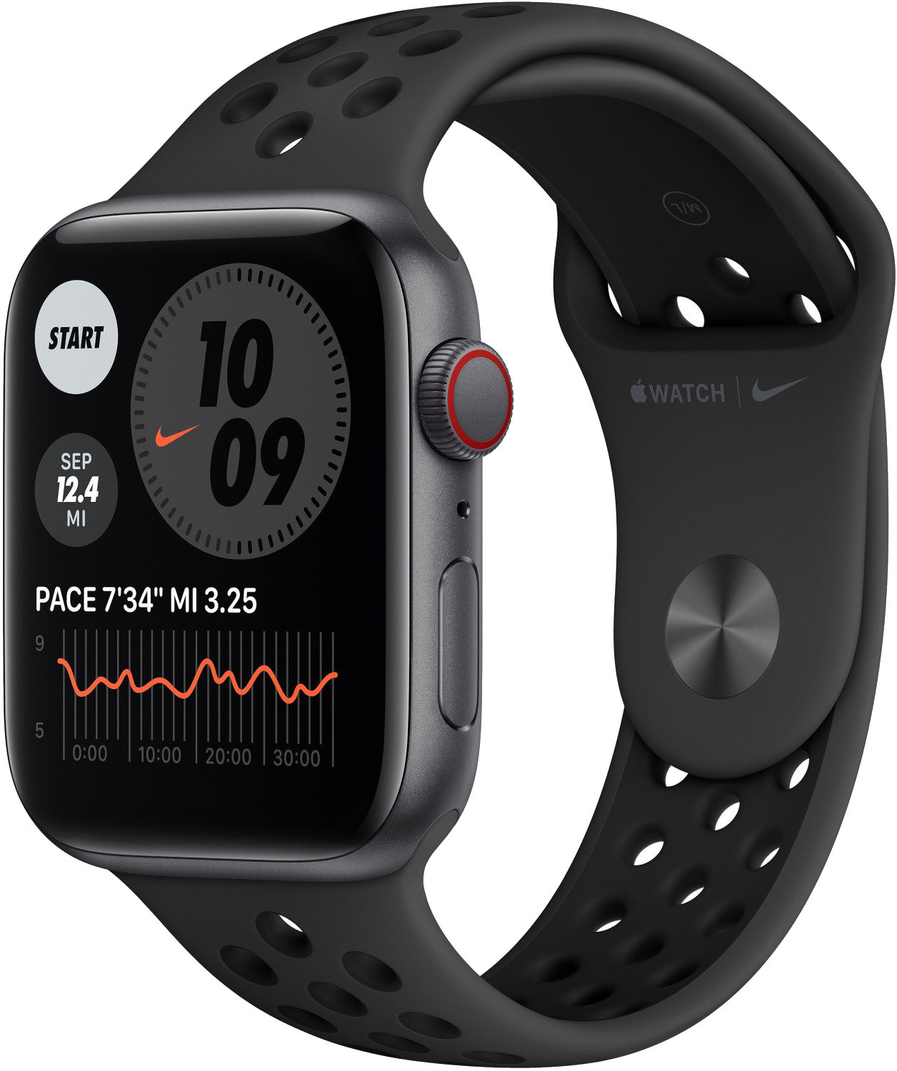 Apple Watch SE LTE Nike Space Grau 44mm Sportarmband Schwarz MG0A3 - Ohne Vertrag