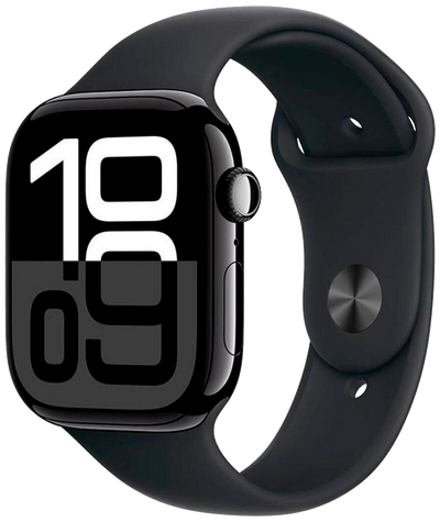 Watch 10 LTE Schwarz Alu 46 Sportarmband Schwarz S/M MWY33