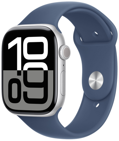 Watch 10 LTE silver aluminum 46mm sports bracelet denim m/l mwy13