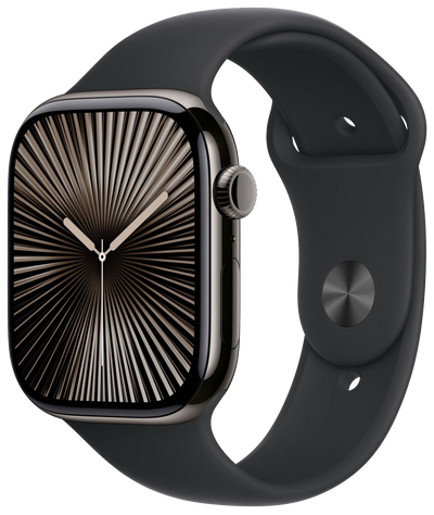 Watch 10 LTE Schiefer Titan 46 Sportband Schwarz M/L MWYE3