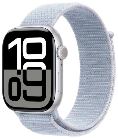 Watch 10 GPS Silber 46mm Alu Sport Loop Blaue Wolke MWWN3