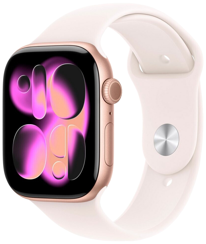Apple Watch 11 5G Roségold Alu 46mm Sportarmband Blassrosa S/M MFCG4 - Ohne Vertrag