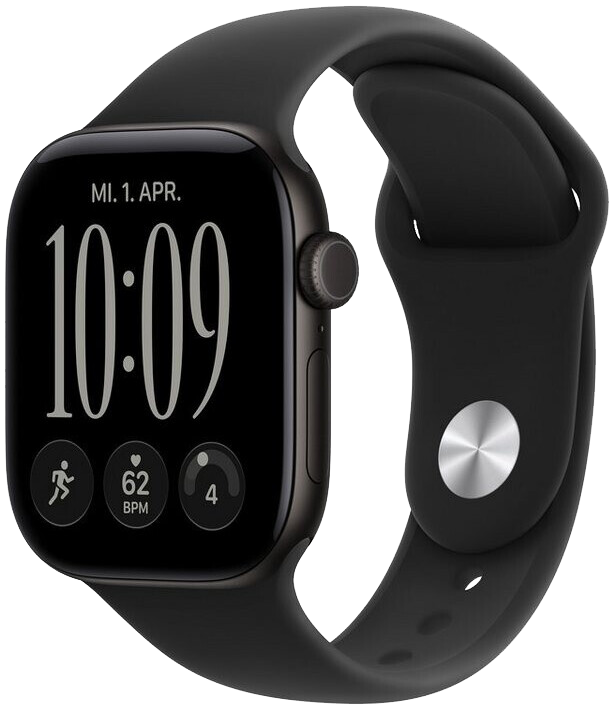 Apple Watch 12 5G Schwarz Alu 42mm Sportarmband Schwarz S/M MJG04 - Ohne Vertrag