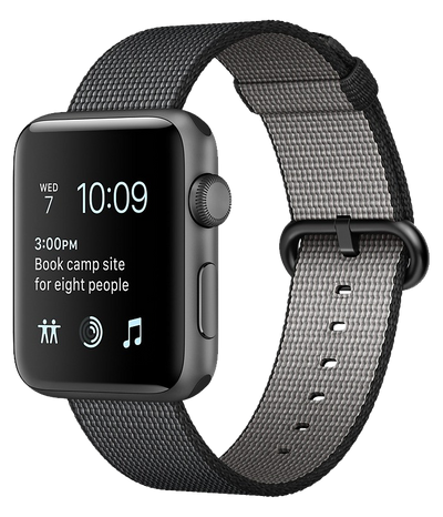 Watch 2 SpaceGrau Alu 42mm Nylonarmband Schwarz MP072ZD