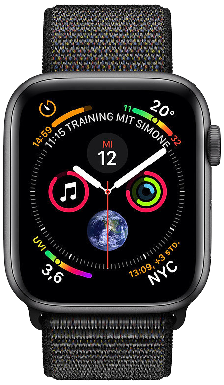 Apple Watch 4 grau Alu 40mm Sport Loop schwarz MU672 - Ohne Vertrag