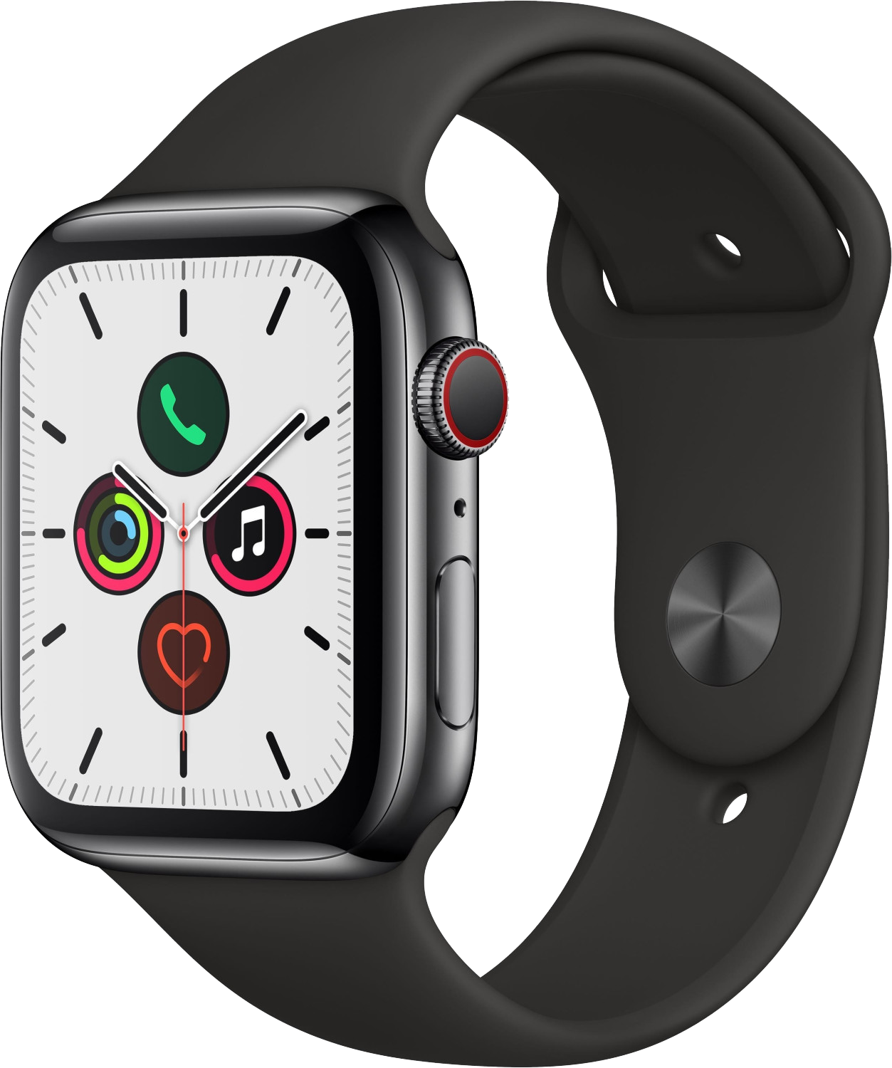 Apple Watch 5 LTE grau Edelstah 44mm armband schwarz MWWK2 - Ohne Vertrag