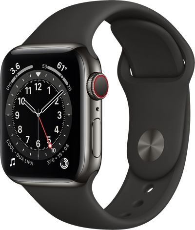 Montre 6 LTE 40 mm bracelet sport en acier inoxydable noir noir