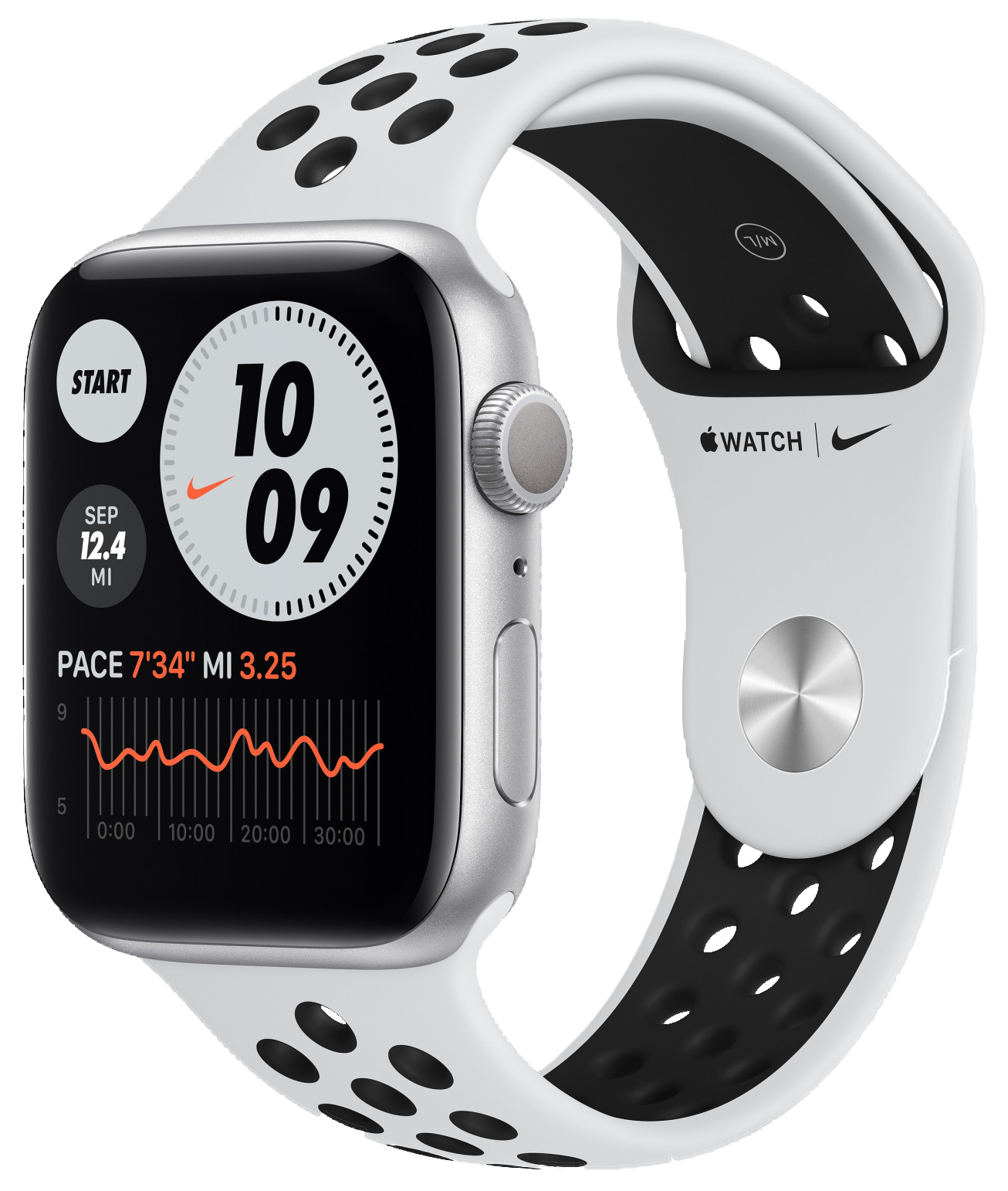Apple Watch 6 Nike GPS silber Aluminium 44mm Sportarmband weiß MG293FD/A - Ohne Vertrag