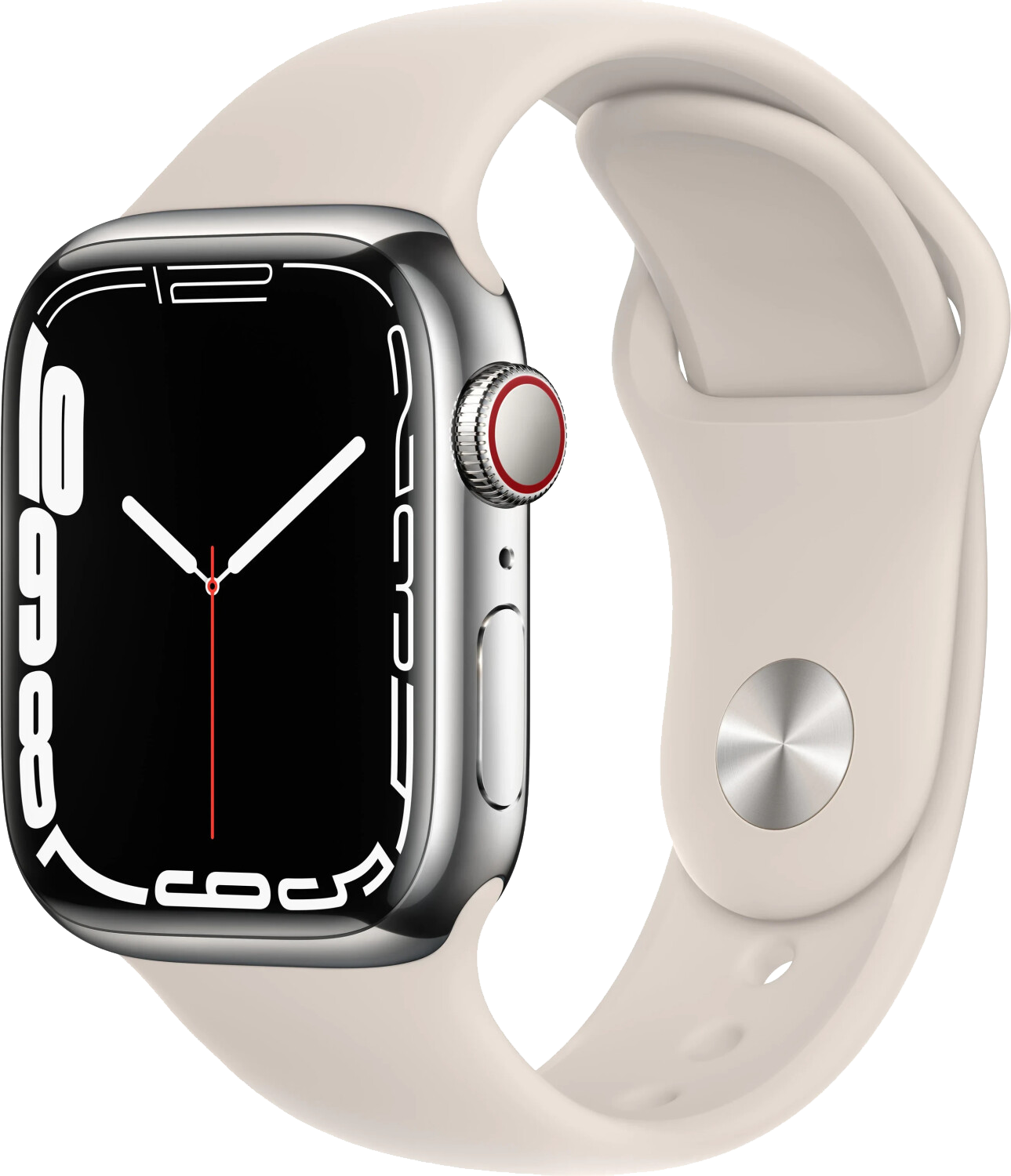 Apple Watch 7 4G 41mm Edelstahl Sportarmband Polarstern MKHW3 - Ohne Vertrag