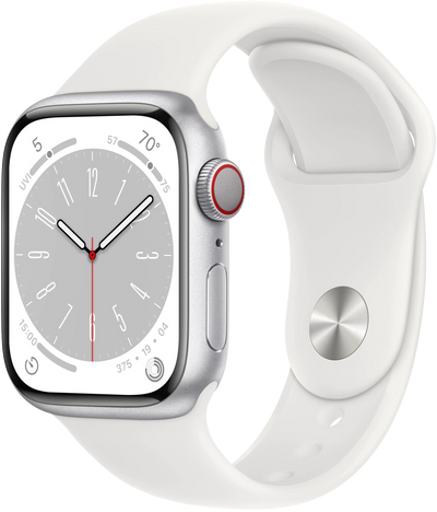 Watch 8 LTE silber Alu 41mm Sportarmband Weiß MP4A3