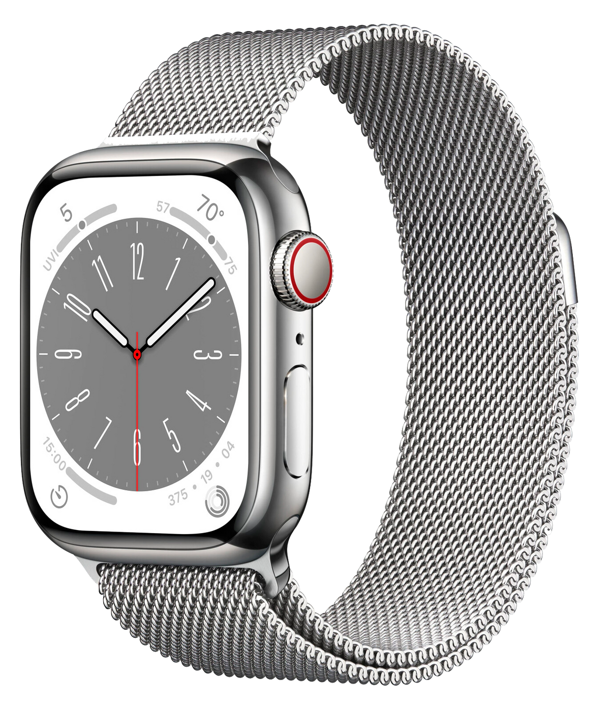 Apple Watch 8 LTE silber Edelstahl 41mm Steel Milanaise silver MNJ83F - Ohne Vertrag