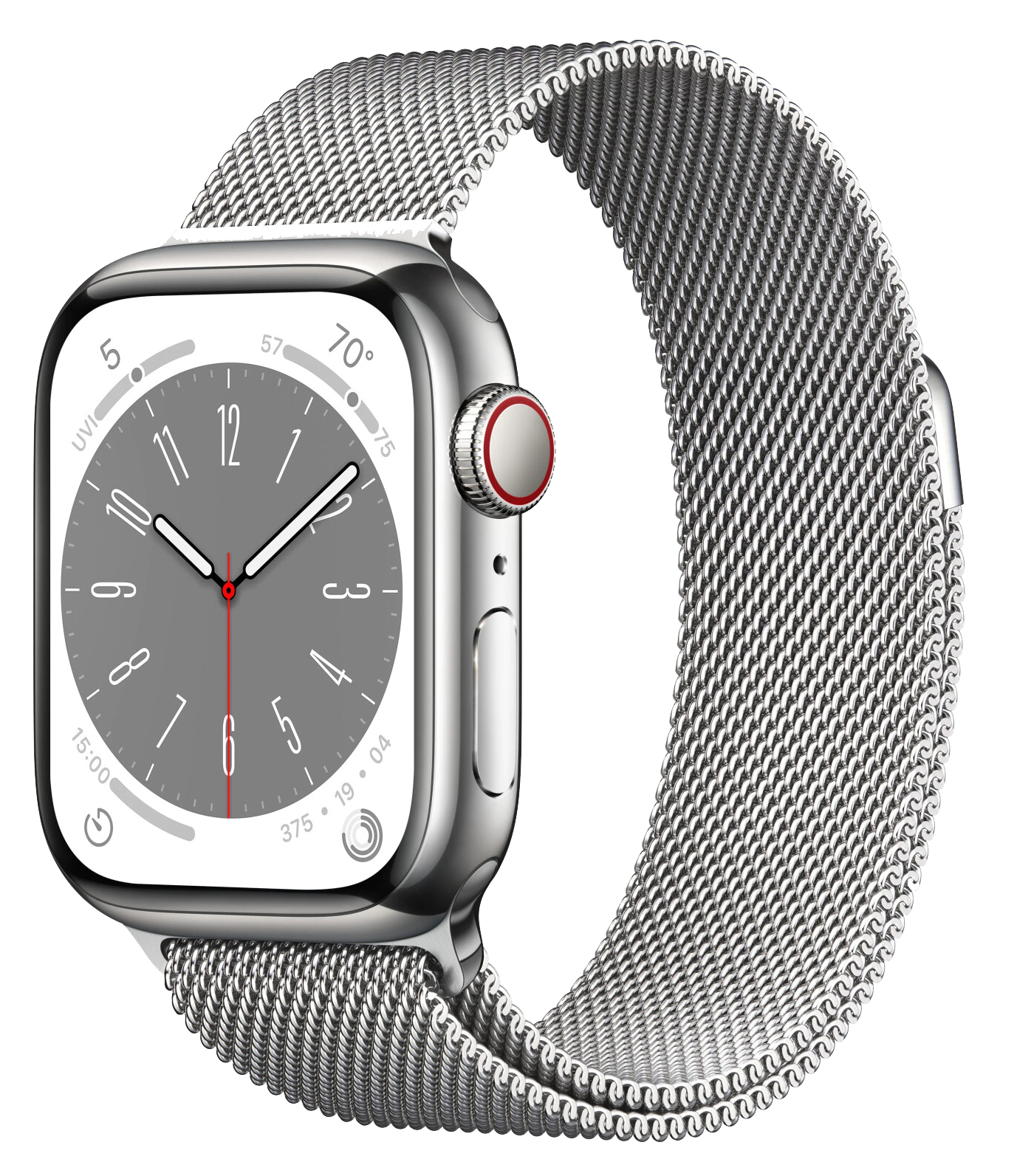 Apple Watch 8 LTE silber Edelstahl 41mm Steel Milanaise silver MNJ83F - Ohne Vertrag