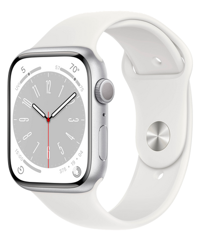 Watch 8 GPS silber Alu 45mm Sportarmband weiß MP6N3