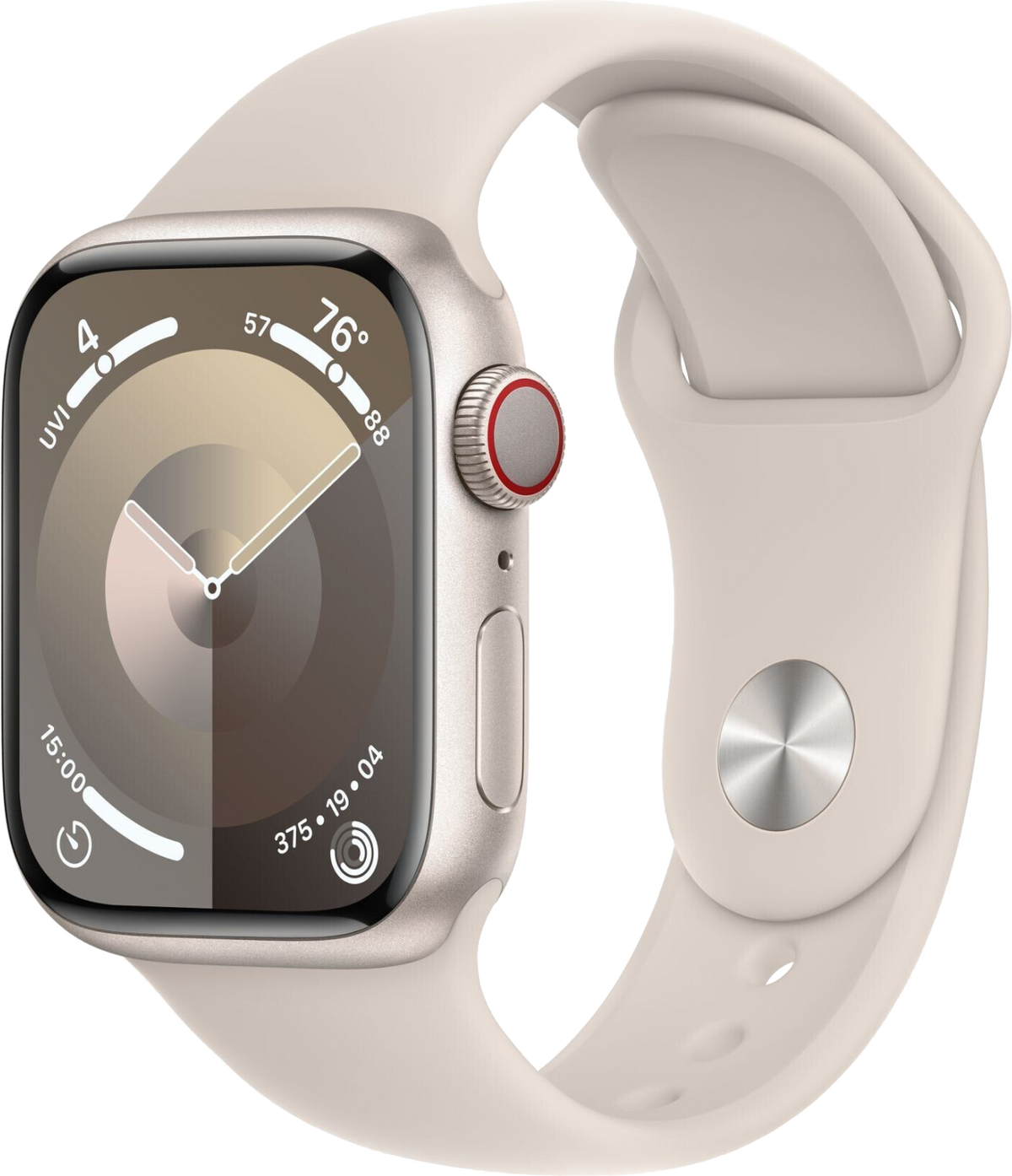 Apple Watch 9 LTE Polarstern Alu 41mm Sportarmband Polarstern S/M MRHN3 - Ohne Vertrag