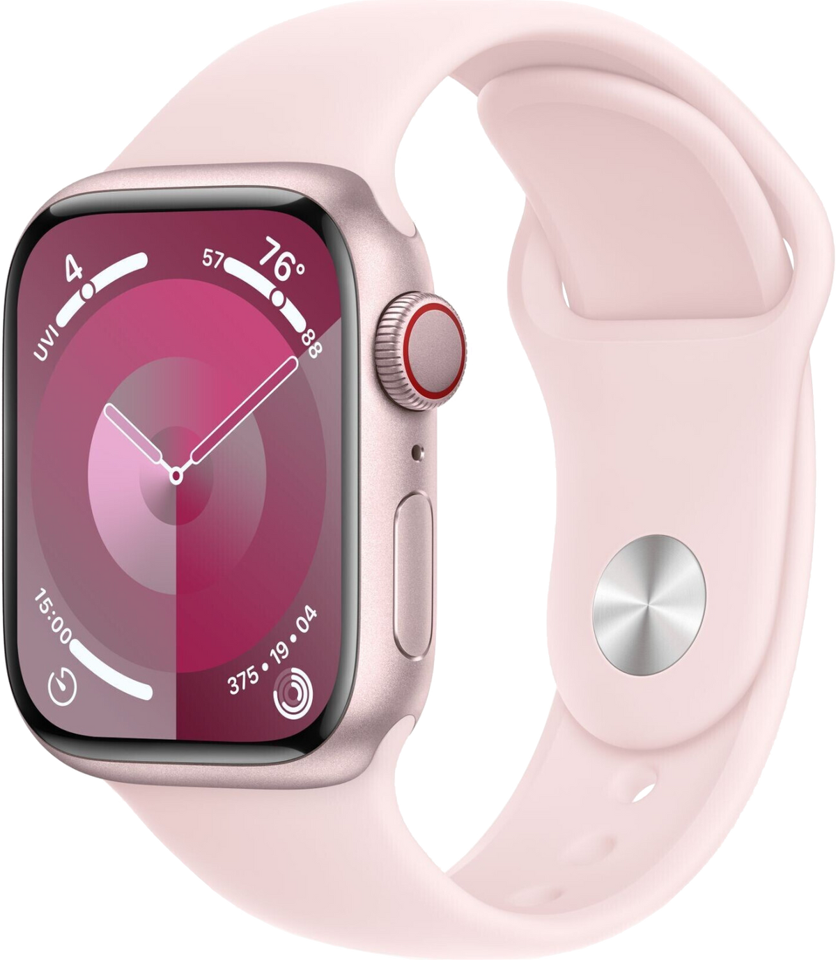 Apple Watch 9 LTE Alu 41mm Sportarmband Pink S/M MRHY3 - Ohne Vertrag