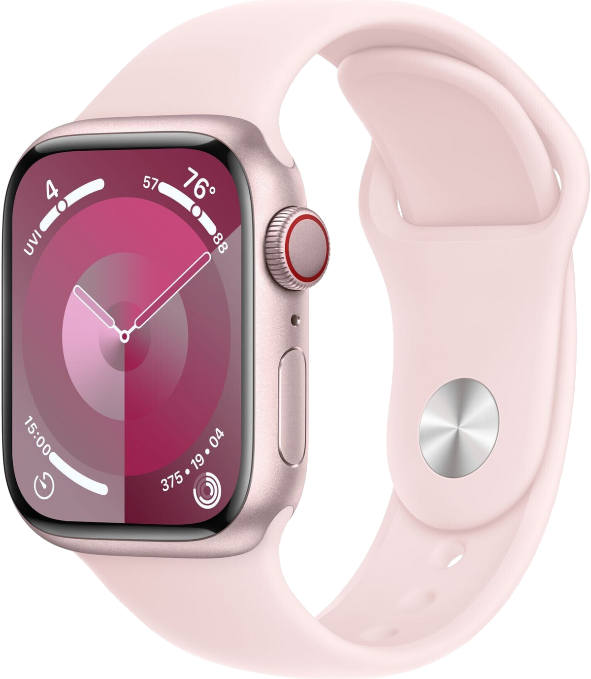 Apple Watch 9 LTE Alu 41mm Sportarmband Pink M/L MRHY3 - Ohne Vertrag