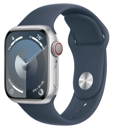 Watch 9 LTE ​​silver aluminum 41mm sports bracelet storm blue s/m mrhv3