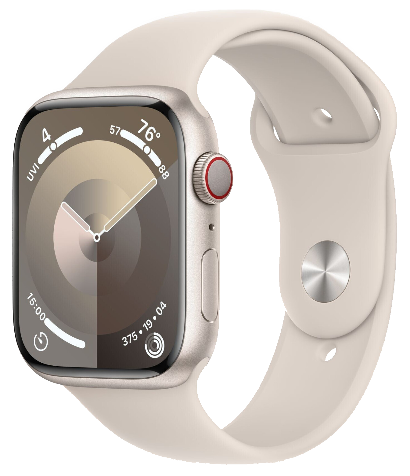 Apple Watch 9 LTE Polarstern Aluminium 45mm Sportarmband Polarstern S/M MRM83 - Ohne Vertrag