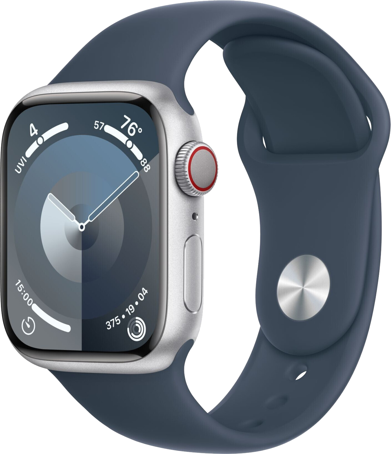 Apple Watch 9 LTE Silber Alu 45mm Sportarmband Blau M/L MRMH3 - Ohne Vertrag
