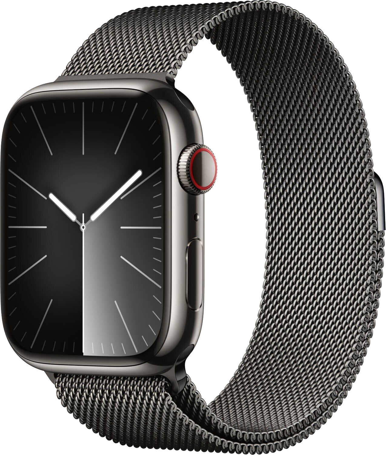 Apple Watch 9 LTE Edelstahl 45mm Milanalse Loop Graphit MRMX3 - Ohne Vertrag