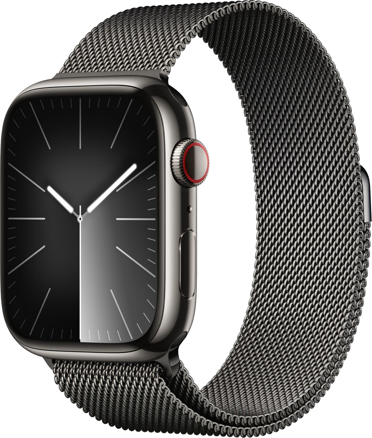 Apple Watch 9 LTE Edelstahl 45mm Milanalse Loop Graphit MRMX3 - Ohne Vertrag