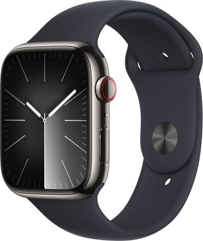 Watch 9 LTE Graphit Edelstahl 45mm Sportarmband Mitternacht M/L MRMW3