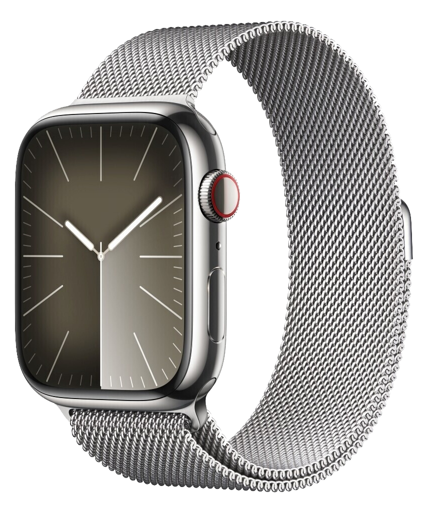Apple Watch 9 LTE Silver Edelstahl 45mm Milanalse Loop Silver MRMQ3 - Ohne Vertrag