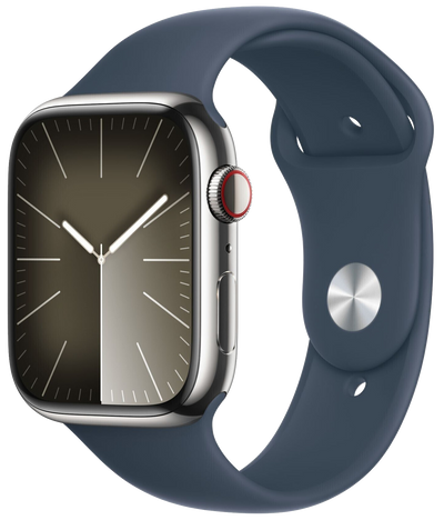 Watch 9 LTE Edelstahl 45mm Sportarmband blau M/L MRMP3QF/A