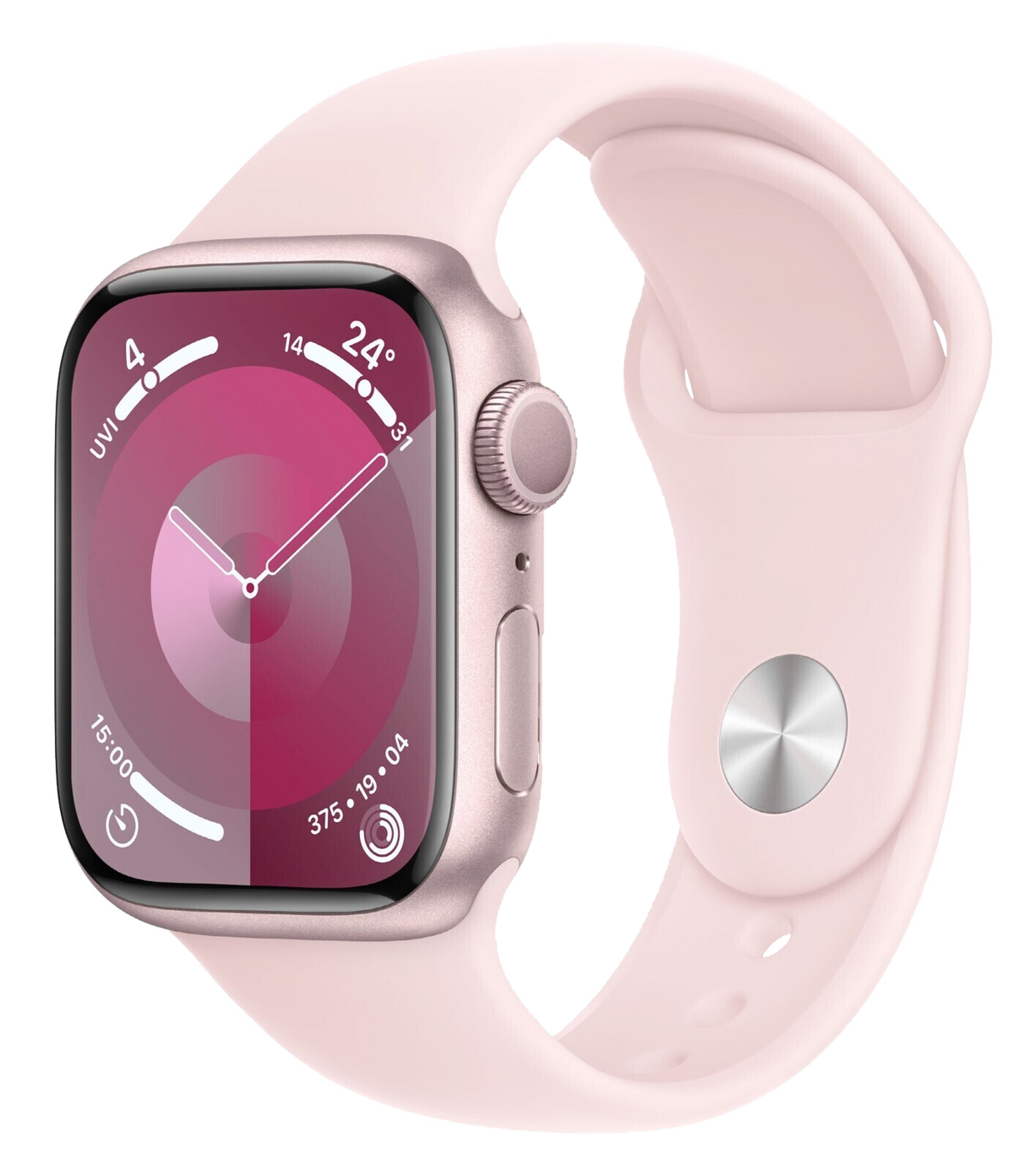 Apple Watch Series 9 GPS Rose Aluminium 41 mm Sportarmband Hellrosa S/M MR933 - Ohne Vertrag