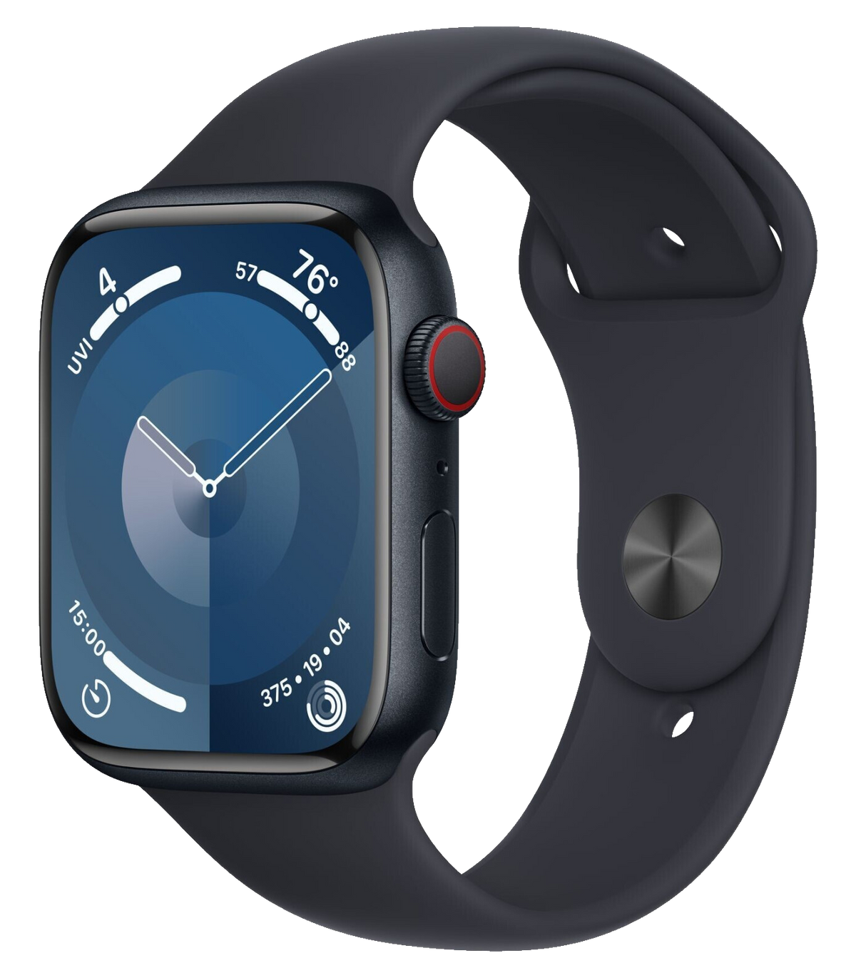 Apple Watch Series 9 GPS Mitternacht Aluminium 45 mm Sportarmband Mitternacht M/L MR9A3 - Ohne Vertrag