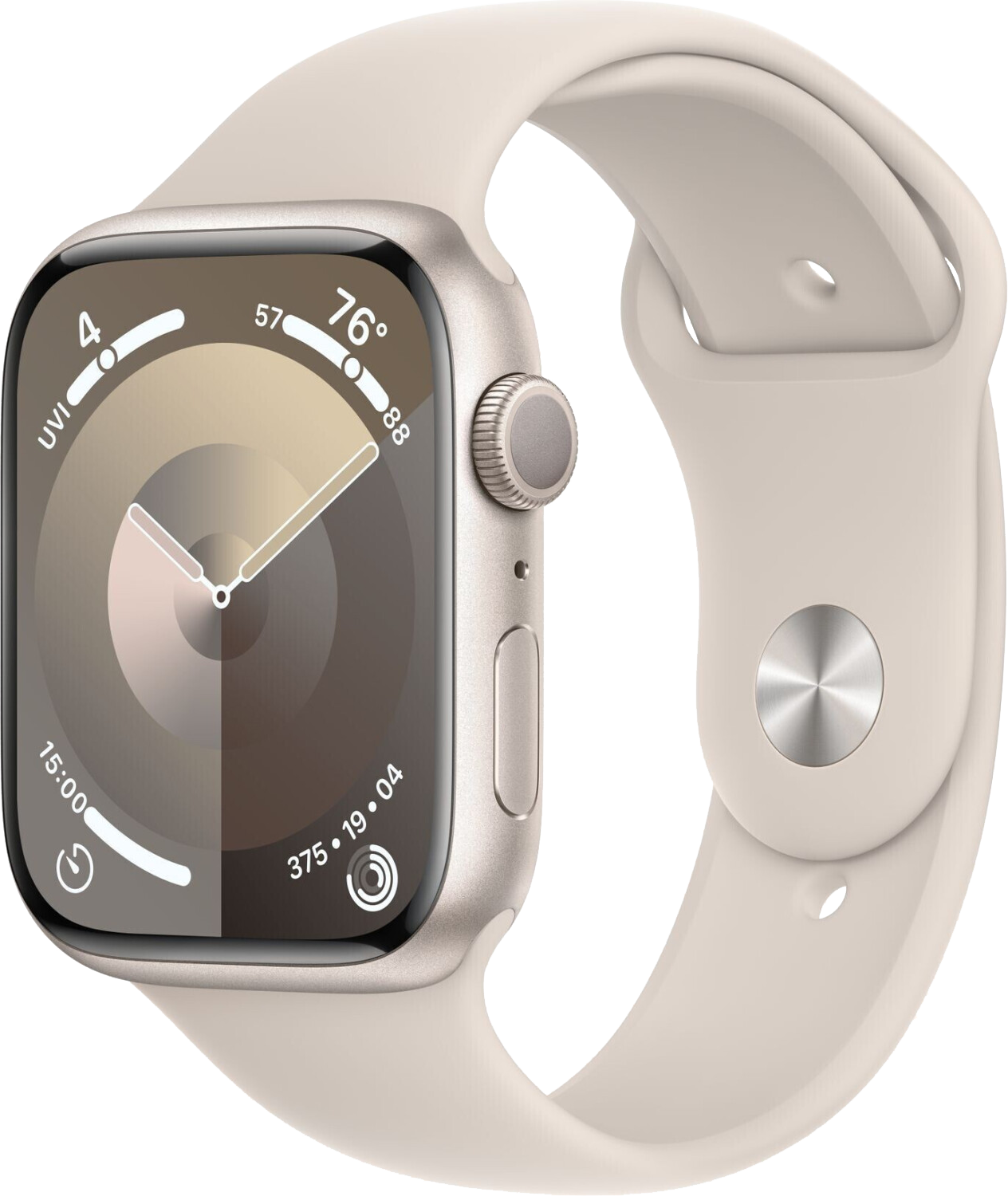 Apple Watch 9 GPS 45 Alu Sportarmband Polarstern M/L MR973 - Ohne Vertrag