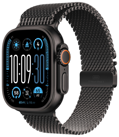 Watch Ultra 2 2024 LTE 49 Milanaise Armband Schwarz M MX5U3