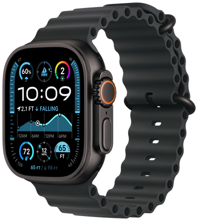 Watch Ultra 2 2024 LTE Schwarz 49mm Ocean Armband Schwarz MX4P3