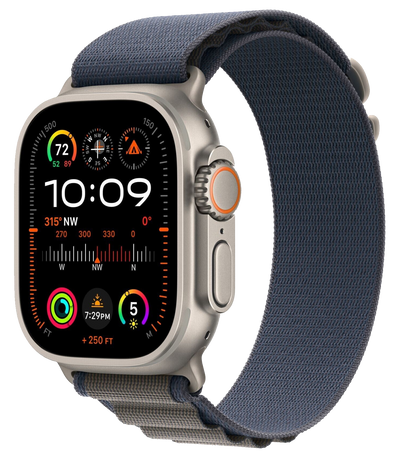 Watch Ultra 2 LTE Silber Titan 49mm Alpine Loop Blau Medium MREP3