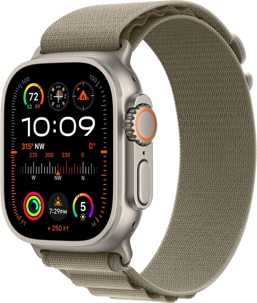 Apple Watch Ultra 2 LTE Titan 49mm Alpine Loop Oliv Large MRF03 - Ohne Vertrag