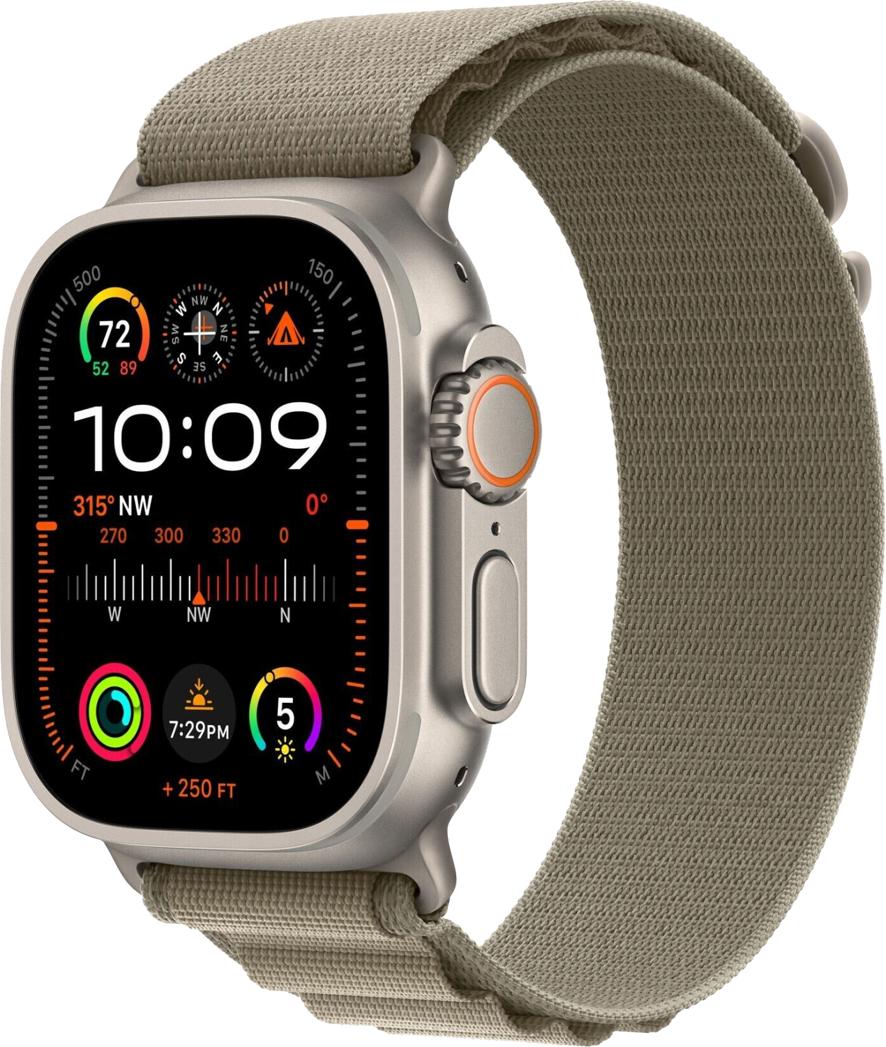 Apple Watch Ultra 2 Silber Titan 49mm Alpine Loop Oliv Medium MREY3 - Ohne Vertrag
