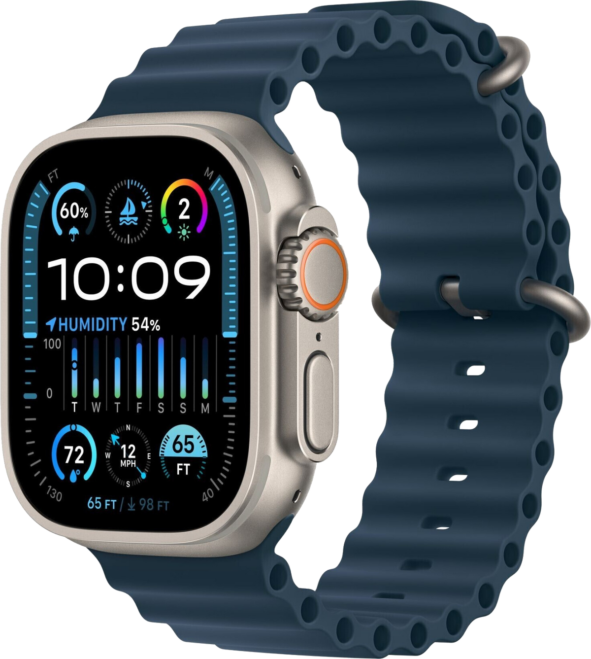 Apple Watch Ultra 2 LTE Silber Titan 49mm Armband Blau MREG3 - Ohne Vertrag