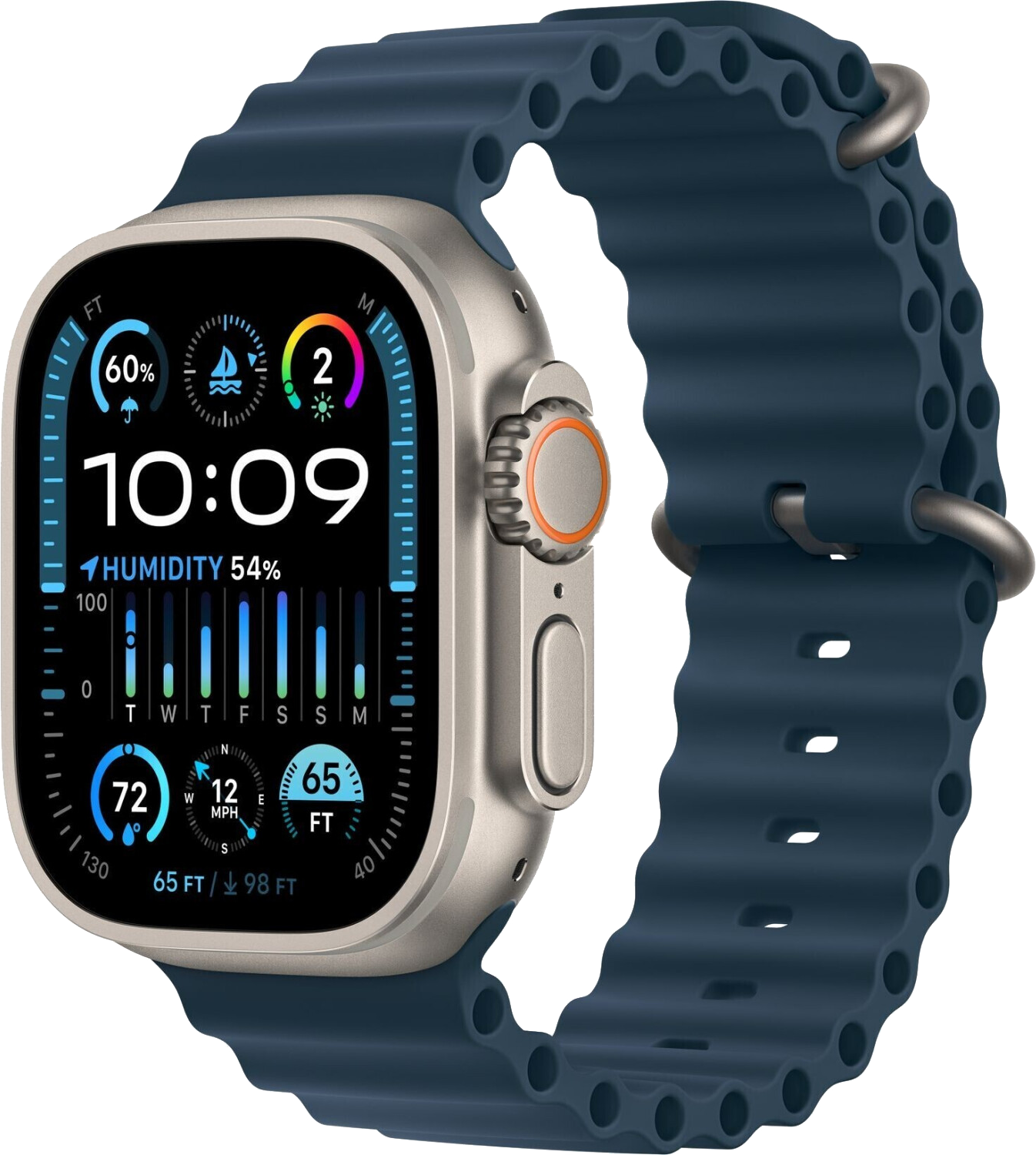 Apple Watch Ultra 2 LTE Silber Titan 49mm Armband Blau MREG3 - Ohne Vertrag