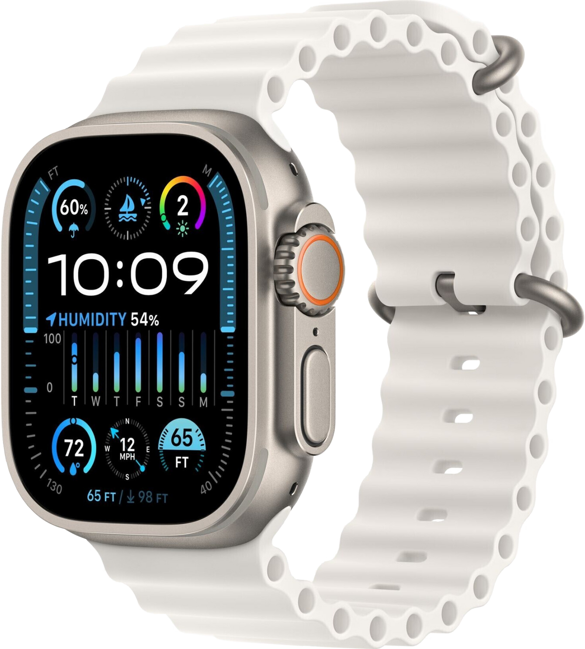 Apple Watch Ultra 2 LTE Silber Titan 49mm Ocean Armband Weiß MREJ3 - Ohne Vertrag