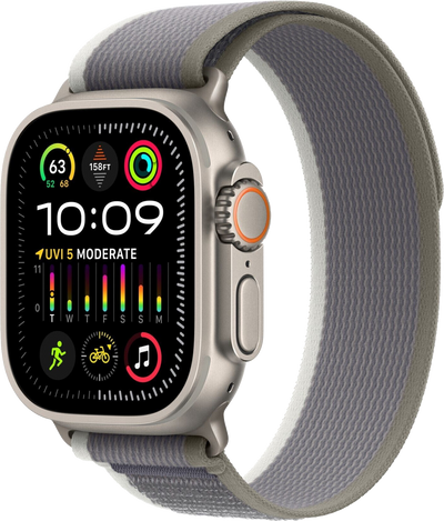 Watch Ultra 2 LTE Silber Titan 49mm Trail Loop Grün/Grau M/L MRF43F
