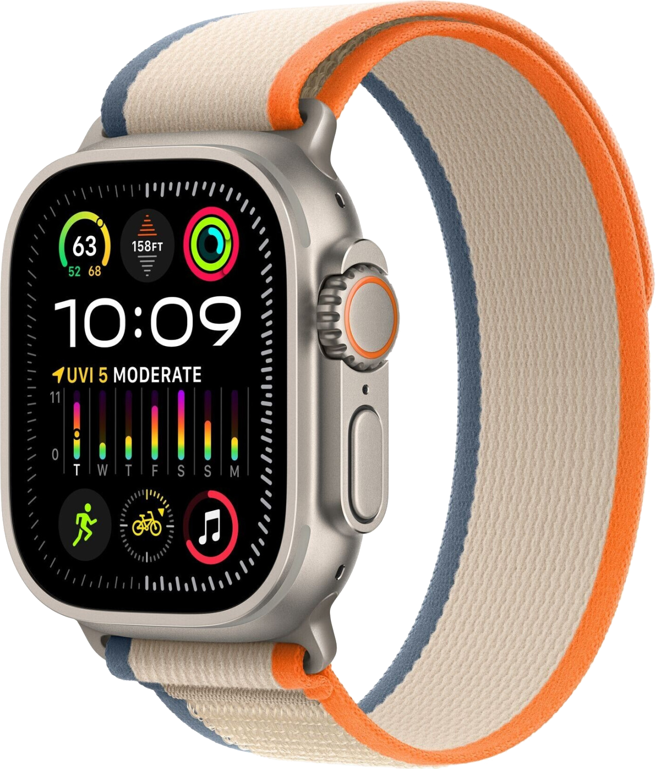 Apple Watch Ultra 2 Silber Titan Trail Loop Orange/Beige M/L MRF23 - Ohne Vertrag