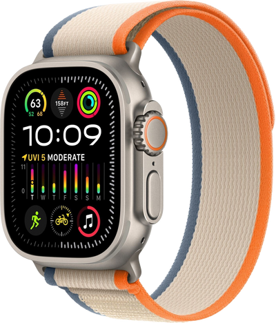 Watch Ultra 2 LTE silver Titan 49mm Trail Loop Orange/Beige M/L MRF23