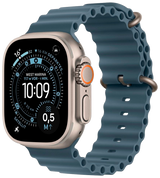 Apple Watch Ultra 3 5G Natur Titan 49mm Ocean Band Maritimblau MEWH4 - Ohne Vertrag