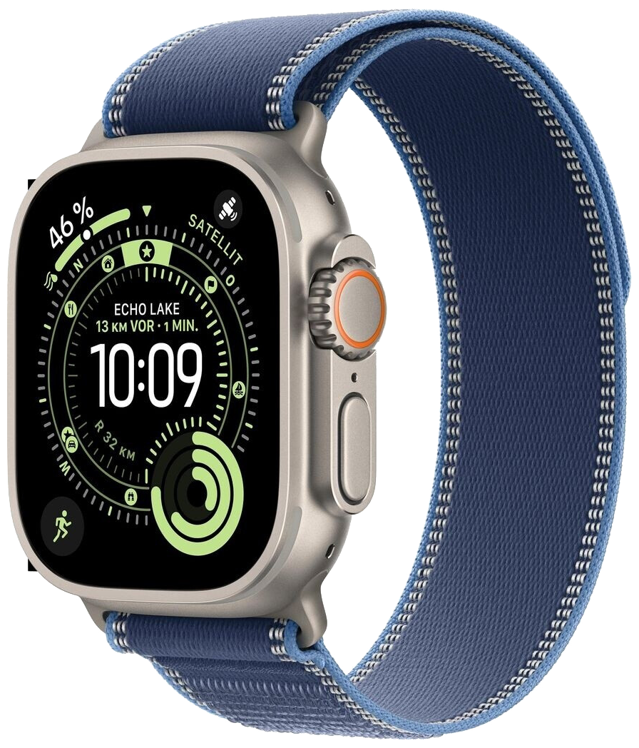 Apple Watch Ultra 3 5G Silber Titan 49mm Trail Loop Blau/Hellblau M/L MEWU4 - Ohne Vertrag