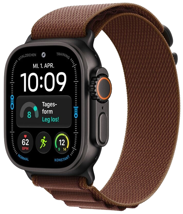 Apple Watch Ultra 4 Schwarz Titan 49mm Alpine Loop Burgunder M MJC14 - Ohne Vertrag