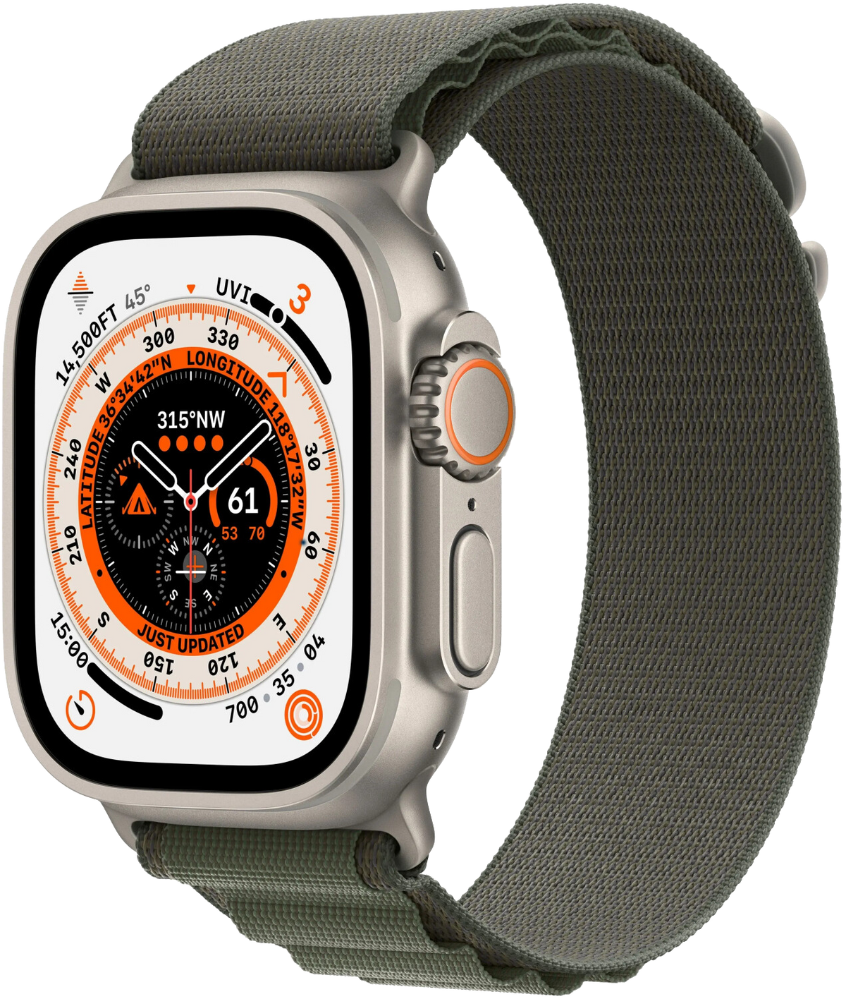 Apple Watch Ultra LTE silber Titan 49mm Alpine Loop Green Large MQFP3 - Ohne Vertrag