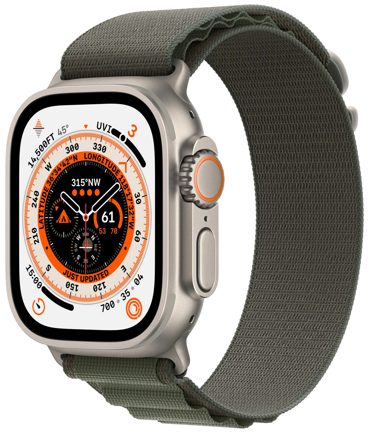 Apple Watch Ultra LTE silber Titan 49mm Alpine Loop Green Medium MQFN3 - Ohne Vertrag