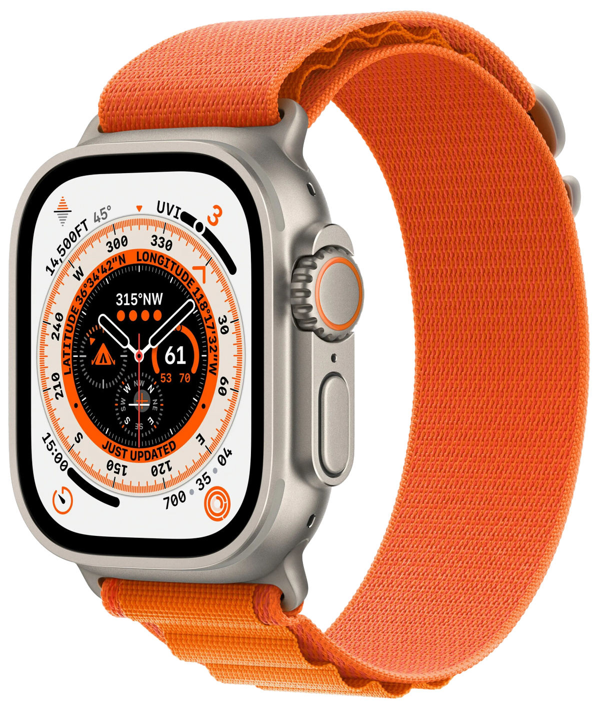 Apple Watch Ultra LTE silber Titan 49mm Alpine Loop Orange Small MNHH3 - Ohne Vertrag