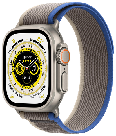 Watch Ultra LTE silver Titan 49mm Trail Loop Blue/Gray S/M MNHL3