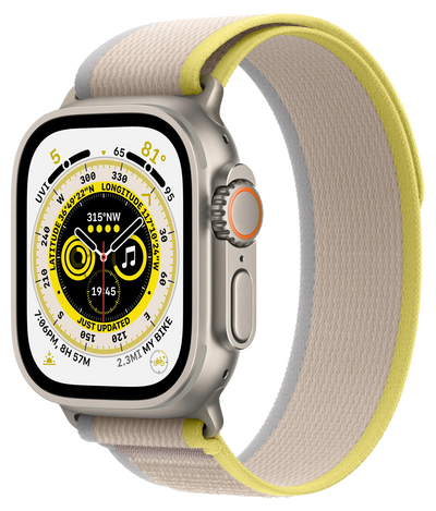 Watch Ultra LTE silber Titan 49mm Trail Loop Gelb/Beige S/M MNHK3